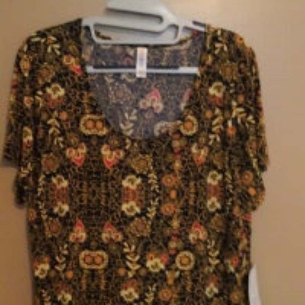 NWT Lularoe Classic T, size XL. Black with floral pattern in red, gold, …